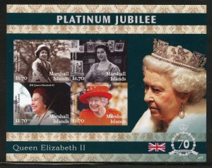 MARSHALL ISL PLATINUM JUBILLEE OF QUEEN ELIZABETH II imperforate SHEET  MINT NH