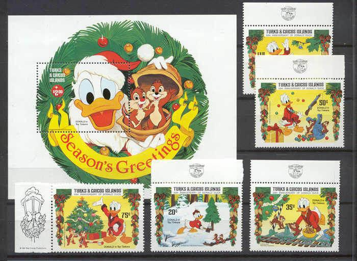 Turks Caicos 645-50 MNH Disney/Christmas SCV15.15