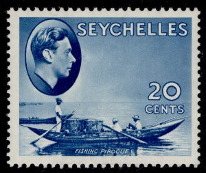 SEYCHELLES GVI SG140, 20c blue, M MINT. Cat £45.