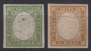 ITALY SARDINIA STAMPS. 1855 Sc.#10,11. MNG