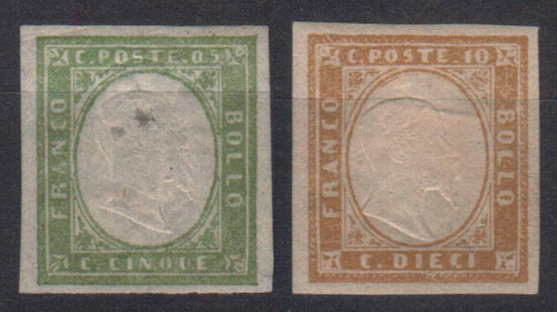 ITALY SARDINIA STAMPS. 1855 Sc.#10,11. MNG