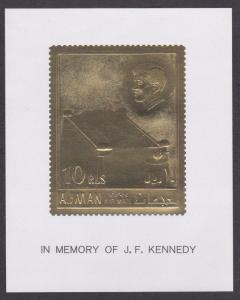 Ajman MI # Block 20, John F. Kennedy Memorial, Gold Sheet, NH