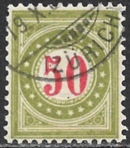 SWITZERLAND 1884-97 50c Olive Green Postage Due Sc J26 VFU