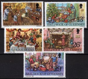 ZAYIX Guernsey 250-254 MNH Christmas Midnight Mass Exchanging Cards 021423S157M