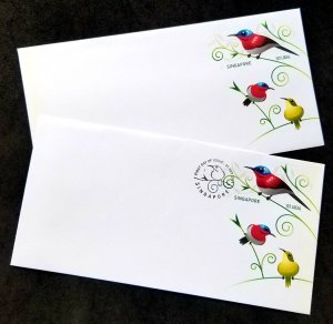 *FREE SHIP Singapore Sunbird 2016 Bird FDC (postage prepaid envelope pair) MNH