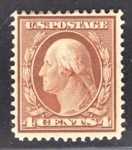 US Stamp #377 4c Orange Brown Washington  MINT HINGED SCV $27.50