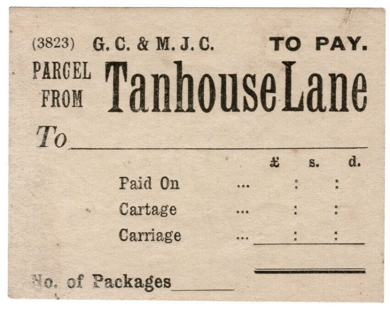 (I.B) Great Central & Midland Joint Railway : Paid Parcel (Tanhouse Lane) 