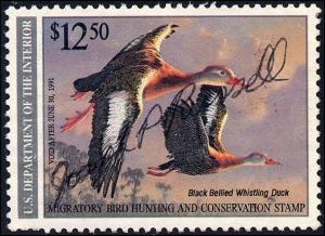 RW57b FEDERAL DUCK STAMP Reverse Inscription printed on Stamp Paper ERROR