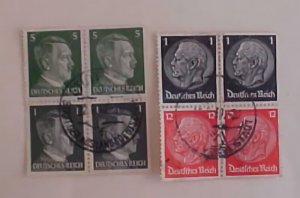 GERMAN STAMPS USED SE-TENANT 2 DIFF. BLOCK OF 4