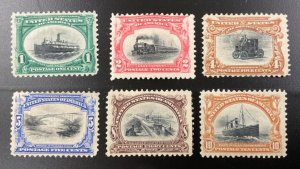 1901 U.S.  #294-299 Pan-American Expo Stamps Mint, F/VF, HR, Few Faults cv $381