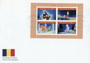 Disney Stamps Chad 2019 FDC Fantasia Mickey Mouse Cartoons 4v M/S II