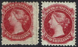 SOUTH AUSTRALIA 1876 QV 2/- 2 SHADES WMK BROAD STAR PERF 11.5 - 12.5