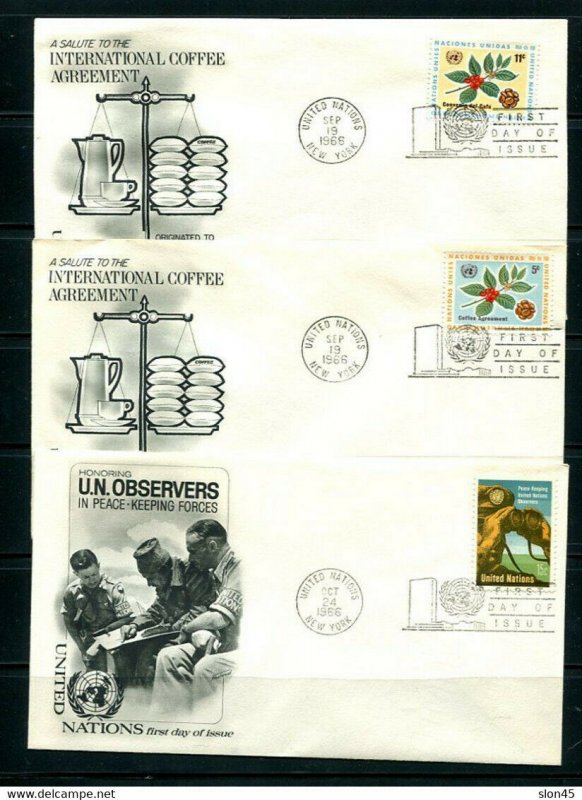 UN Accumulation 1966 12 first Day of issue Covers + Postal card Used 11876