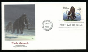 US 3078 Prehistoric Animals - Wooly Mamouth UA Fleetwood cachet FDC