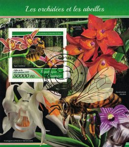 GUINEA 2017 - Orchids and bees / complete set (sheet+block)