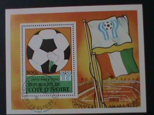 ​IVORY COAST- WORLD CUP SOCCER-ARGENTINA'78 CTO S/S VF WE SHIP TO WORLDWIDE