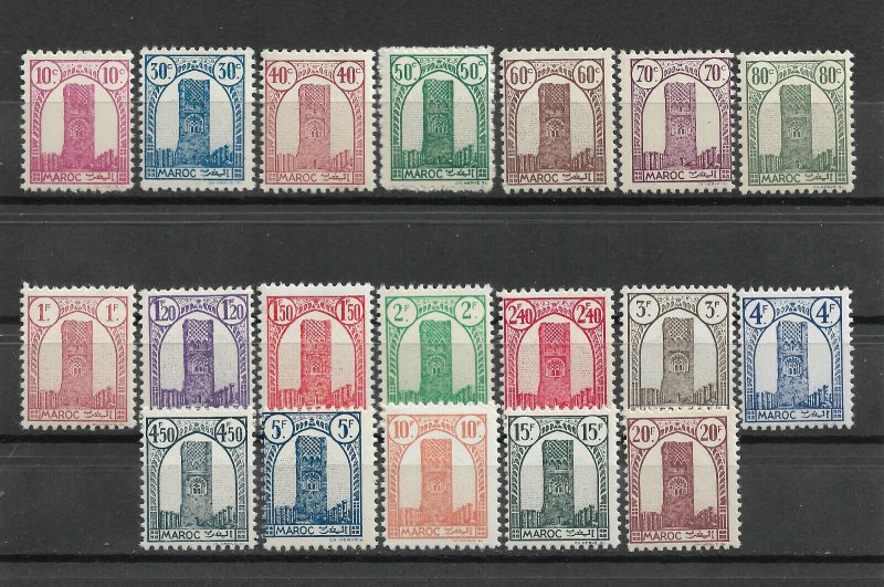 French Morocco 1943, Tower of Hassan, Rabat, Complete, Scott # 178-196,VF MNH**