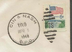 1968 CIN NASH Railway Post Office Last Day of Service Cover