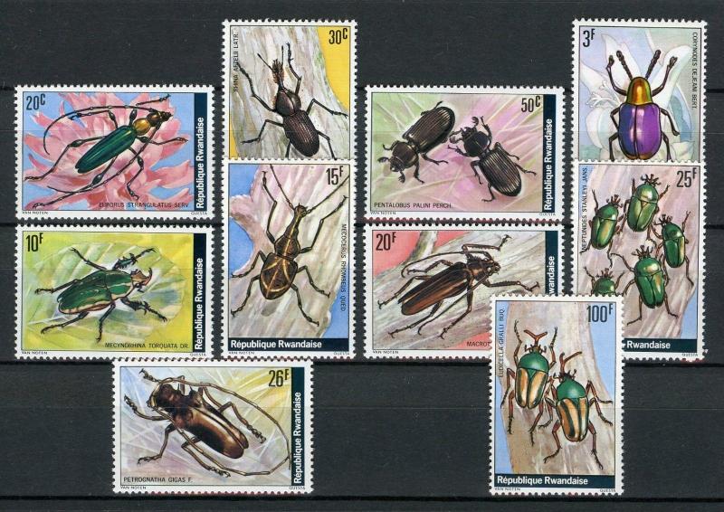 Rwanda 865-874, MNH, Insects Beetles 1978. x28381