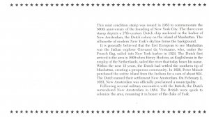 THE HISTORY OF THE U.S. IN MINT STAMPS DUTCH ESTABLISH COLONY AT NEW YORK