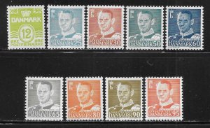 Denmark 333-341 1952-53 King Frederik IX set MNH