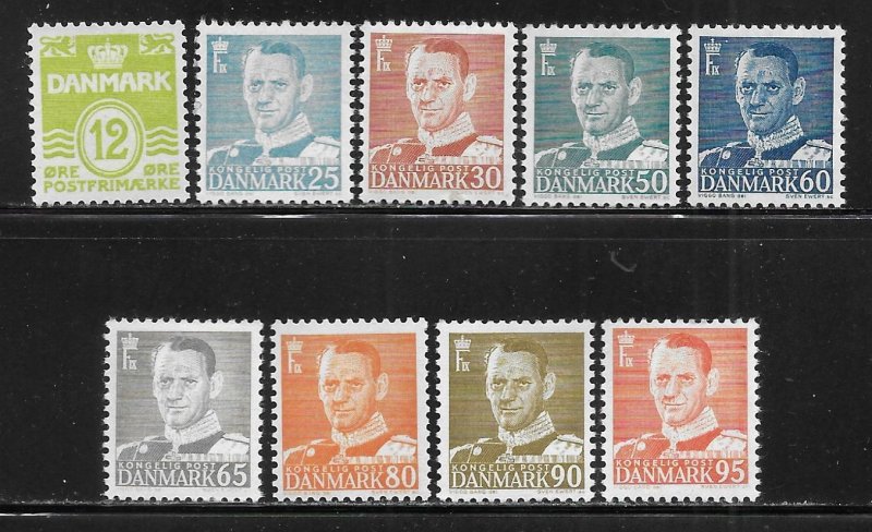 Denmark 333-341 1952-53 King Frederik IX set MNH