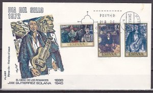 Spain, Scott cat. 1704, 06, 10 only Clown, Musician, Music. First day covers. ^