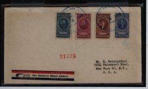 Costa Rica  1946 Registered Airmail Cover to US, Presidents mix