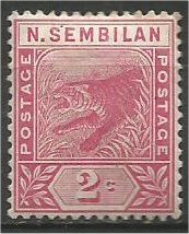 NEGRI SEMBILAN, 1891, MVLH 2c, Tiger Scott 3