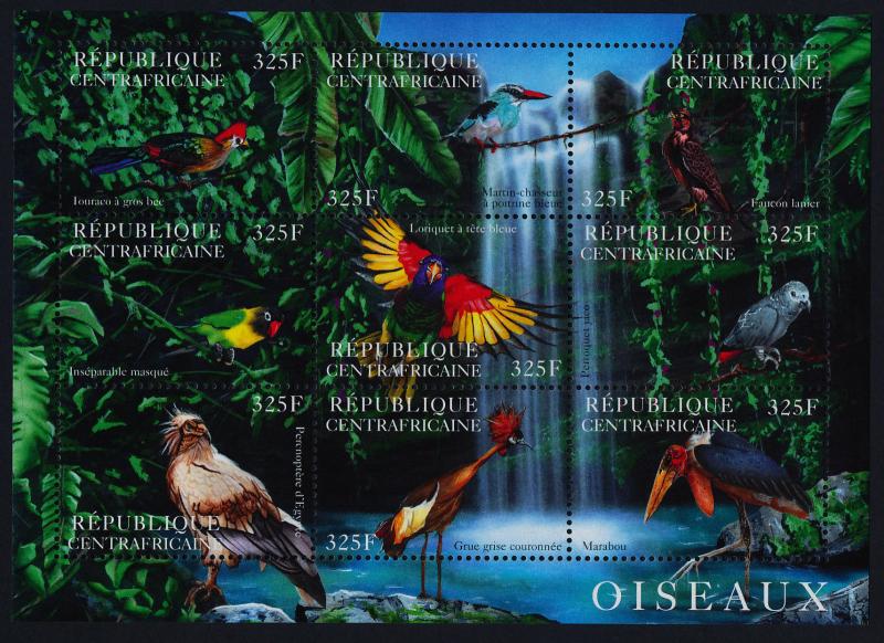 Central Africa 1409 MNH Birds, Waterfall