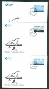 Faroe Islands. 3 FDC Cachet 1983. Complete Set. Cargo Ships Scott # 90-91-92.