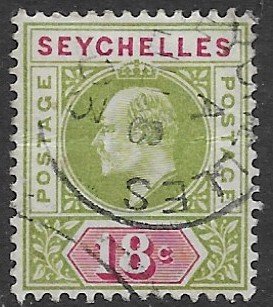 Seychelles  43   1903   18c   VF Used - ( creased )