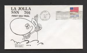 NAVAL COVER - USS LA JOLLA SSN-701 - 1st SEA TRIAL - DON WILSON CACHET