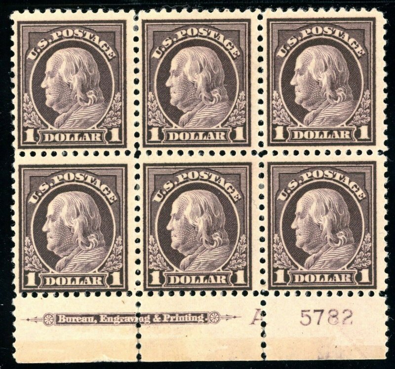 USAstamps Unused FVF US $1 Franklin Plate Block & Imprint + A Scott 518 OG MLH