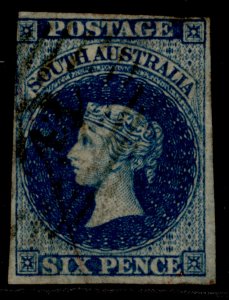 AUSTRALIA - South Australia QV SG3, 3d deep blue, USED. Cat £170.