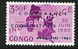 Congo Democratic Republic Scott 376 MH* 1961 Map opt stamp