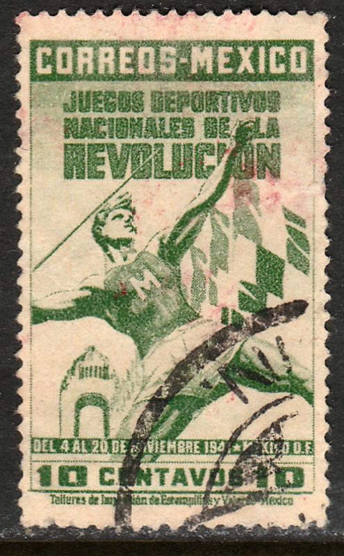 MEXICO 767, 10cents National Games, Javelin thrower Used. VF. (708)