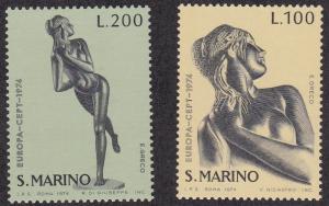 San Marino # 840-841, Europa, Nude Statues by Greco NH, 1/2 Cat.