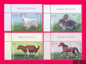 MOLDOVA 2019 Nature Fauna Farm Domestic Animals Goat Rabbit Cow Horse 4v MNH