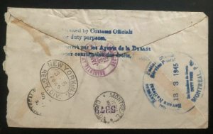 1945 St Kitts & Nevis Registered Cover To Montreal Canada