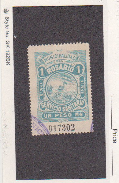 Rosario Argentina 1912 1P Light Blue Hooker Prostitute Tax Stamp Used Oval Canc