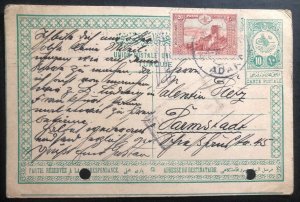 1916 Turkey Postal Stationery Postcard Cover To Darmstadt Germany