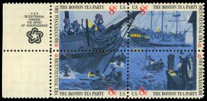 US Scott 1480-83 VF/MNH Se Tenant Inscription Block - 1973 8¢ Boston Tea Party