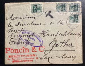 1915 Bruxelles Belgium German Occupation WWI Commercial  Cover To Gotha