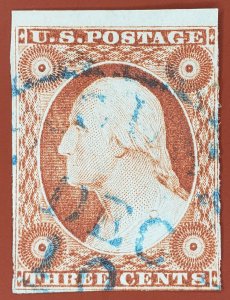 United States, Scott #10A, F used, blue CDS, pencil note Shift 3L5e