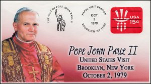 AO-U581, 1979, Pope John Paul II, Visit to US, Add-on Cover (2018), Brooklyn NY,