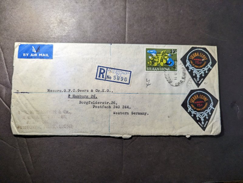 1966 Registered Sierra Leone Airmail Cover Freetown to Hamburg West Germany