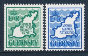 GUERNSEY - SC#380, 431 Waves Maps COIL STAMPS SET OF 2 (1989) MNH