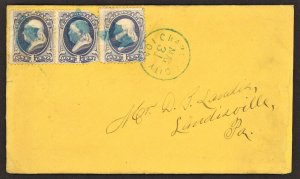 1877 Charles City Iowa Cover ~  Three Sc #156 With Letter