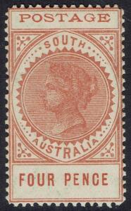 SOUTH AUSTRALIA 1902 QV THIN POSTAGE 4D PERF 12